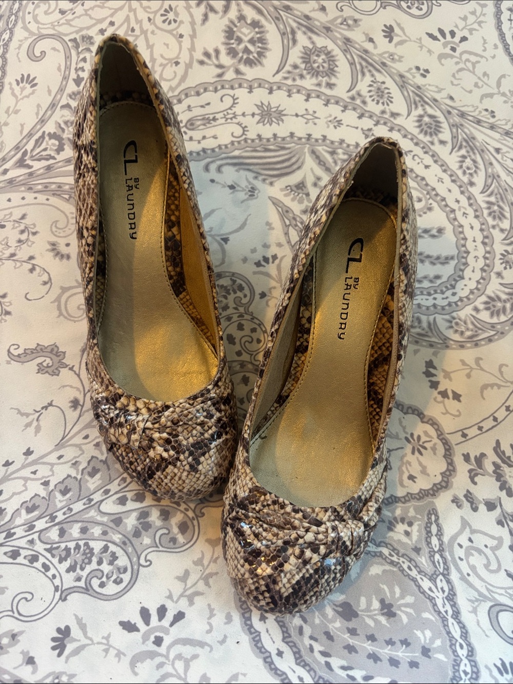 CL by Laundry Women's Snake Print 2” Heel in Brown size 7